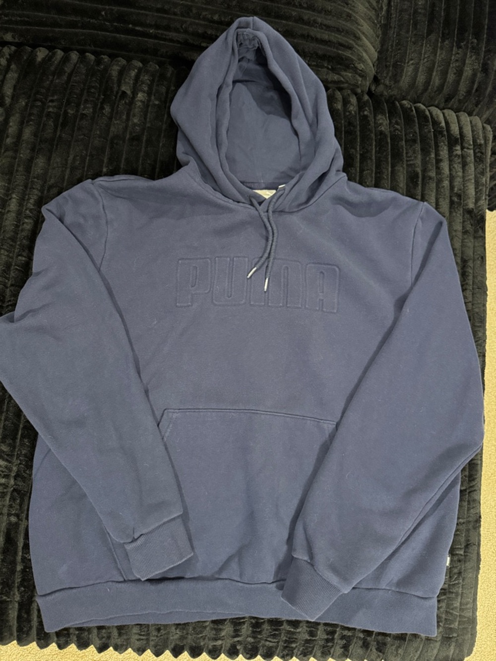 Puma Navy Pullover Hoodie with Embossed Logo